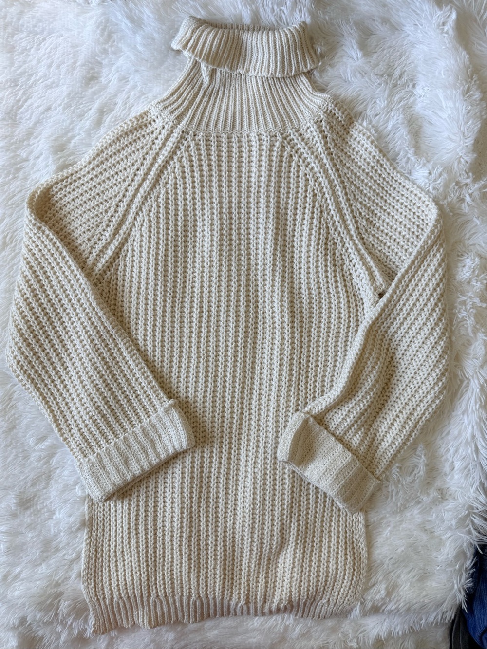 Cream White Turtleneck Knitted Sweater Womens  Cozy Chunky Cable Knit Pullover